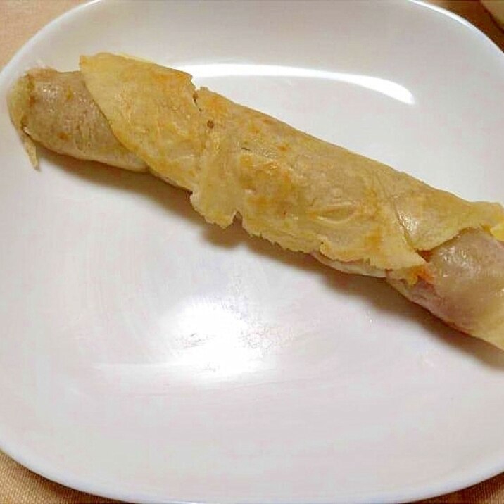 ロングソーセージのトルティーヤ包み
